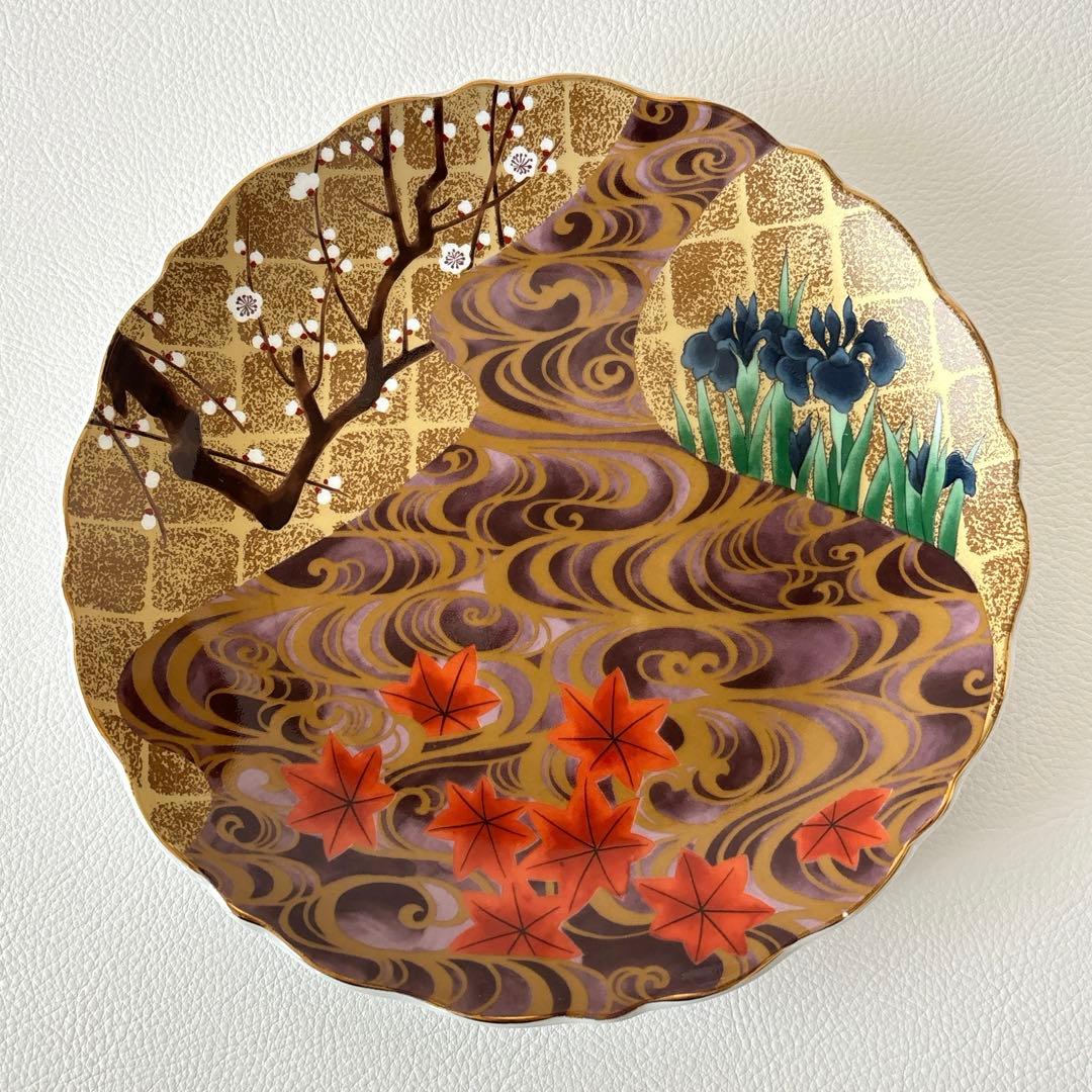 【未使用】翔山窯　夢光琳　中皿　中皿揃　5枚セット　和皿　輪花皿　金彩　色絵