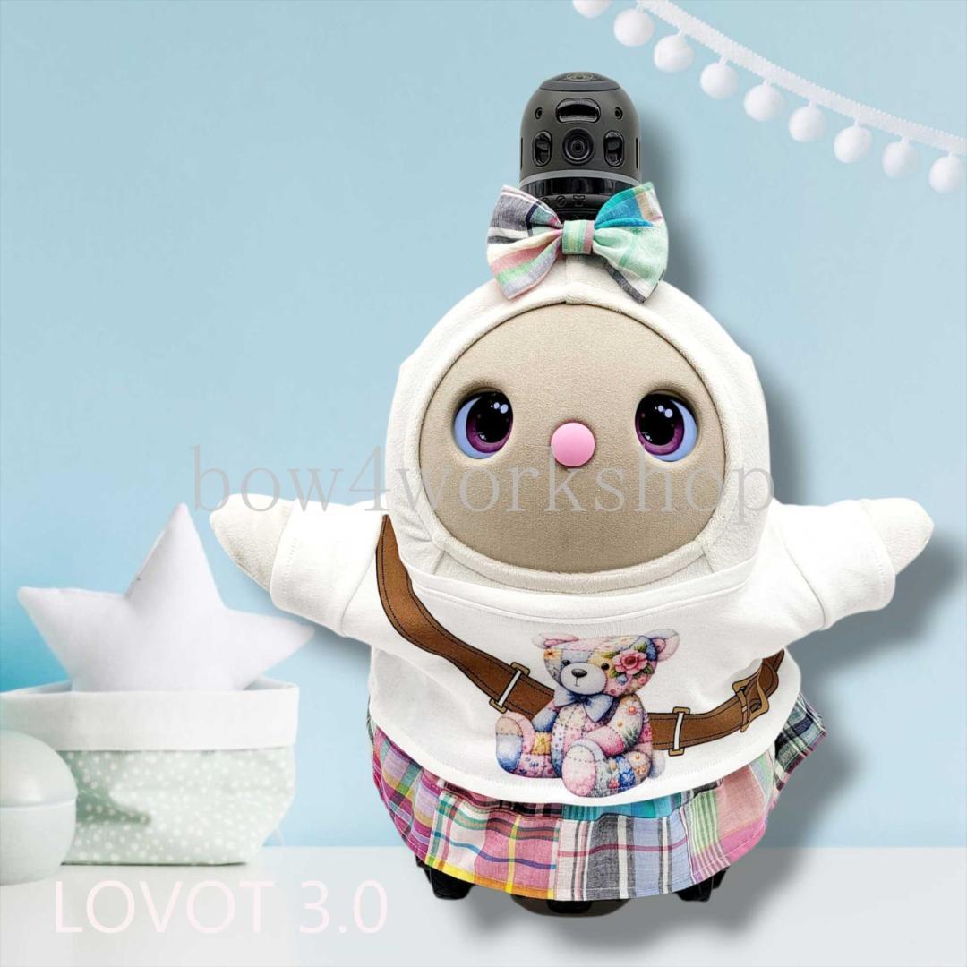 LOVOT ラボットの服ハンドメイド　パッチワークくまちゃんプリントTシャツ