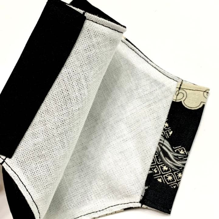 No.205 オーダーマスク　ハンドメイド　龍　和柄　黒×黒　おまとめ割