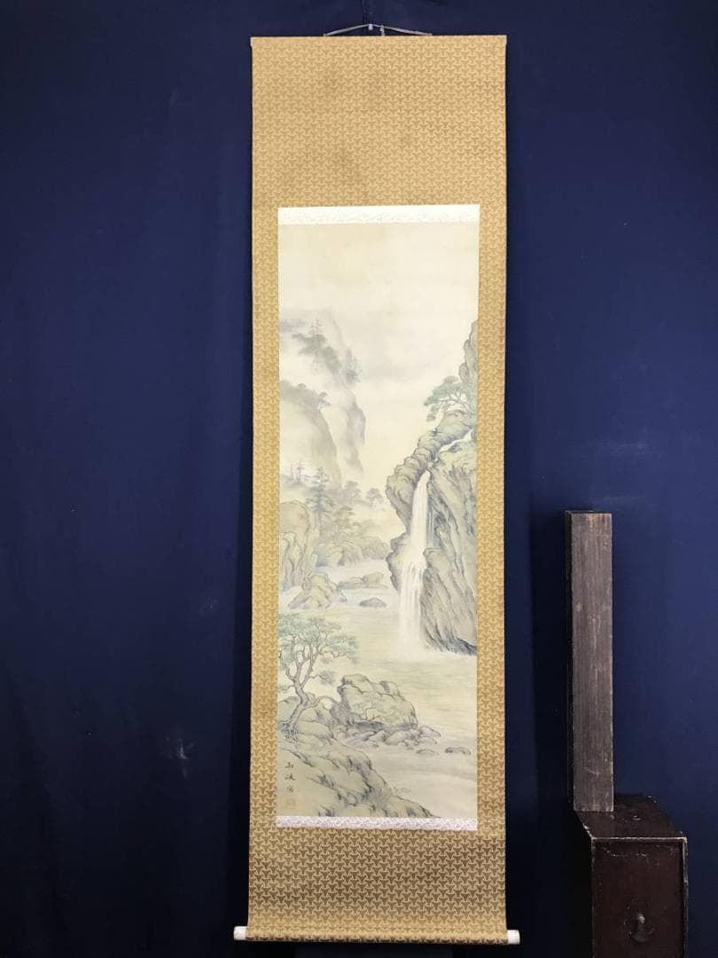 雨狭/滝山水図/山水図/掛軸/名家伝来/AE-230