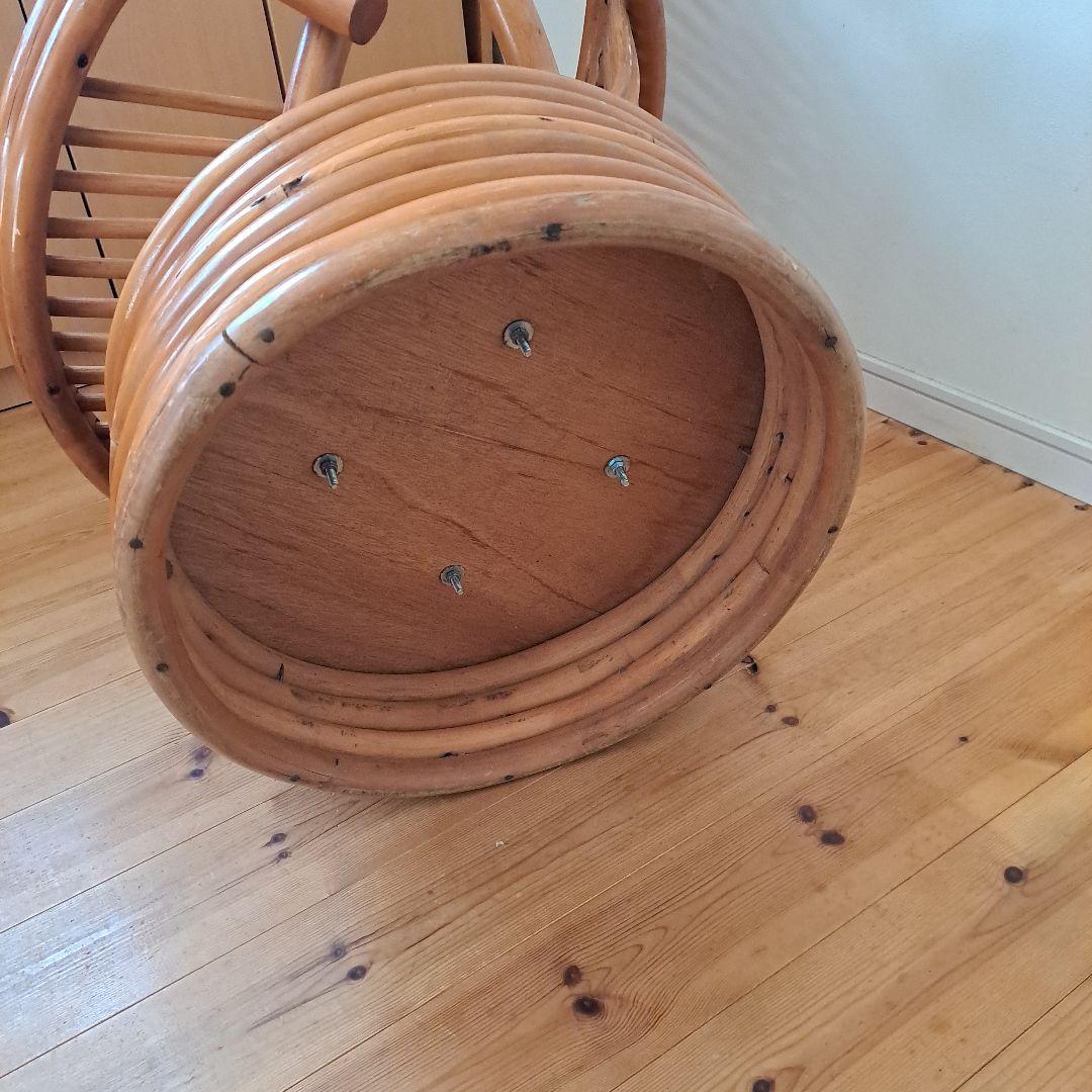 【user_44980fcc】 昭和レトロ 古家具 回転式ラタンチェア