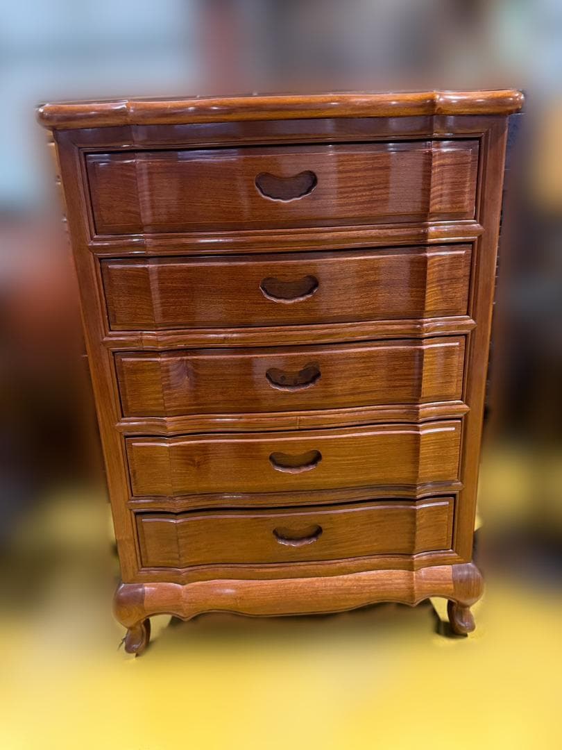 英国クラシック様式 5段チェスト 花梨材 猫脚