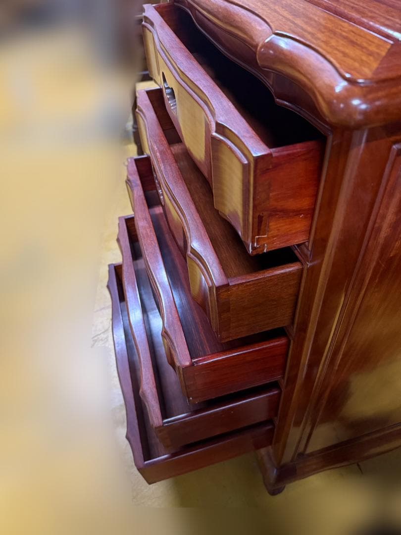 英国クラシック様式 5段チェスト 花梨材 猫脚