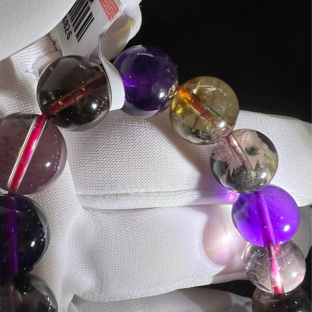 天然オーラライト23のマルチカラー玉パワーストーン9mmブレスレット★AB854