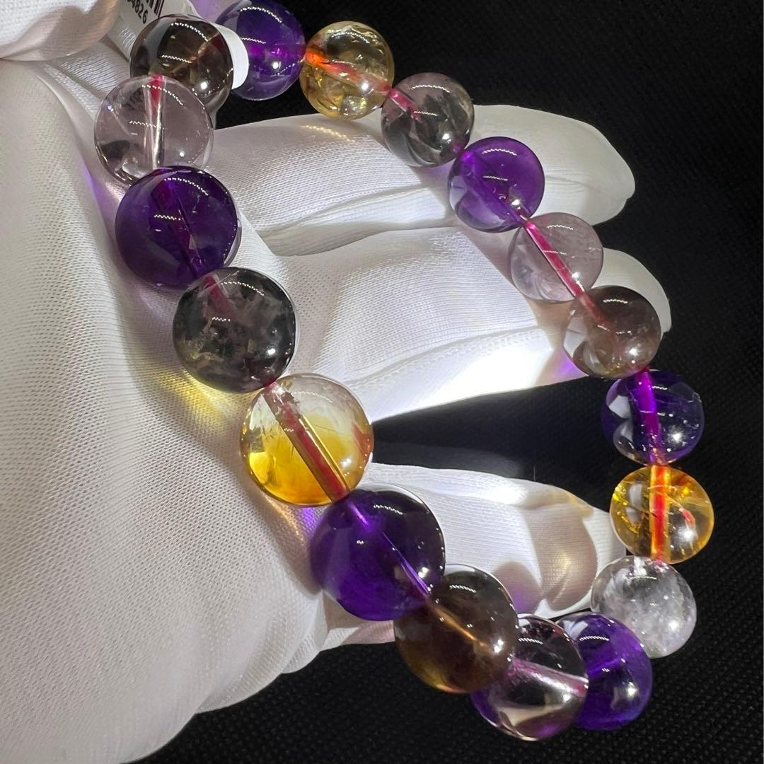 天然オーラライト23のマルチカラー玉パワーストーン9mmブレスレット★AB854