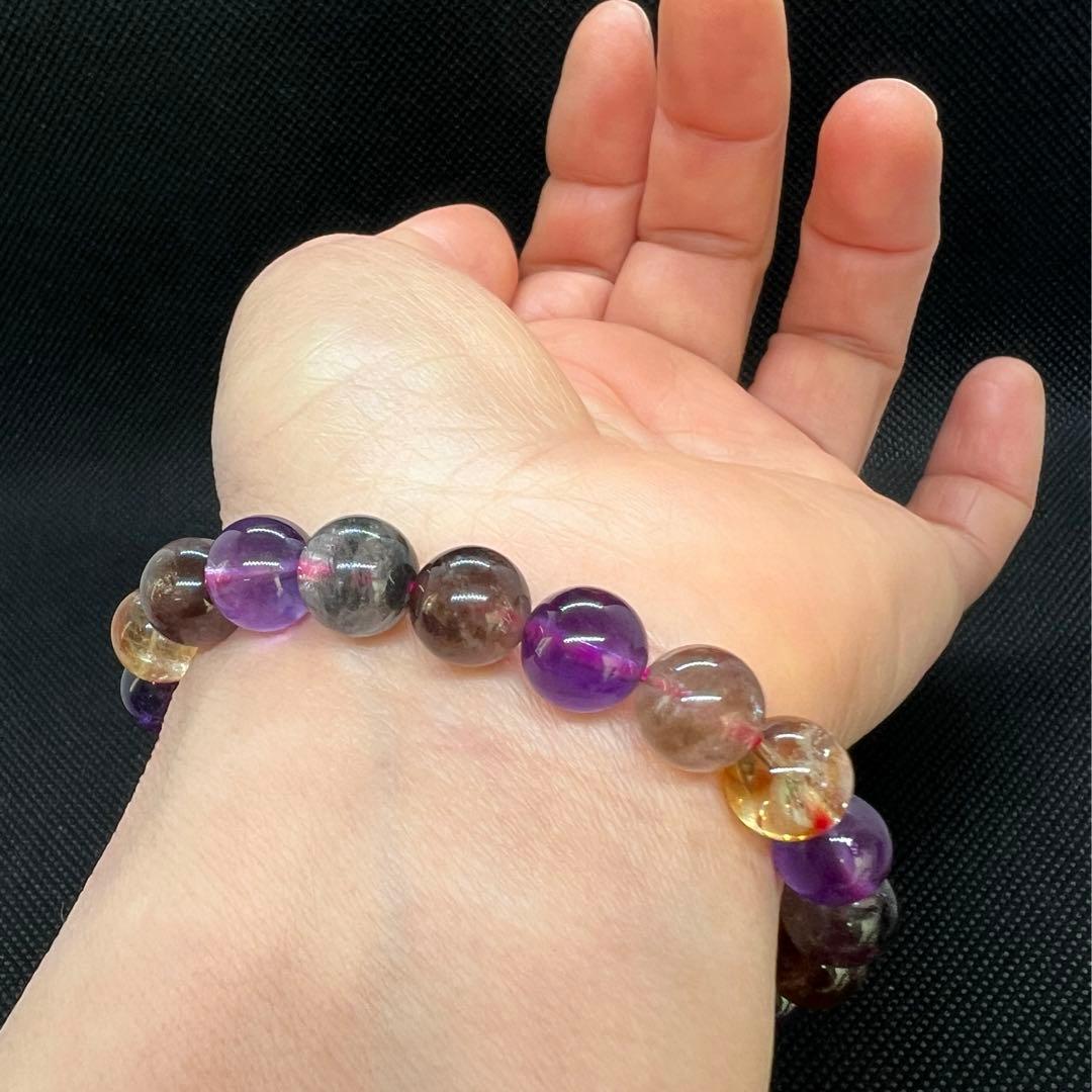 天然オーラライト23のマルチカラー玉パワーストーン9mmブレスレット★AB854