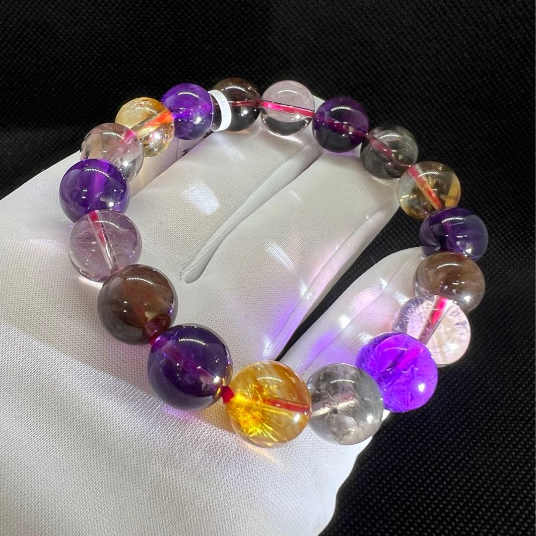 天然オーラライト23のマルチカラー玉パワーストーン9mmブレスレット★AB854