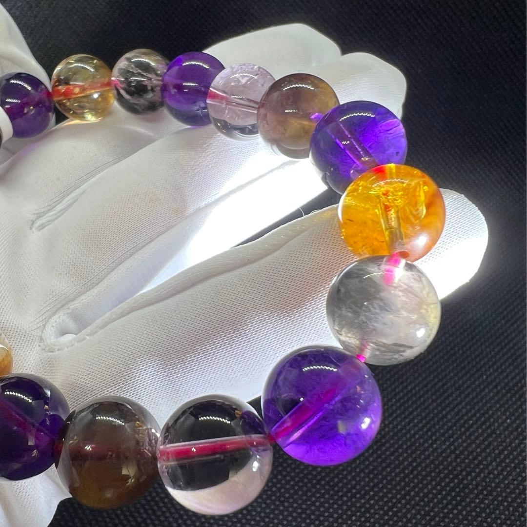 天然オーラライト23のマルチカラー玉パワーストーン9mmブレスレット★AB854