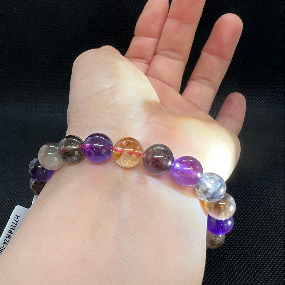 天然オーラライト23のマルチカラー玉パワーストーン9mmブレスレット★AB854