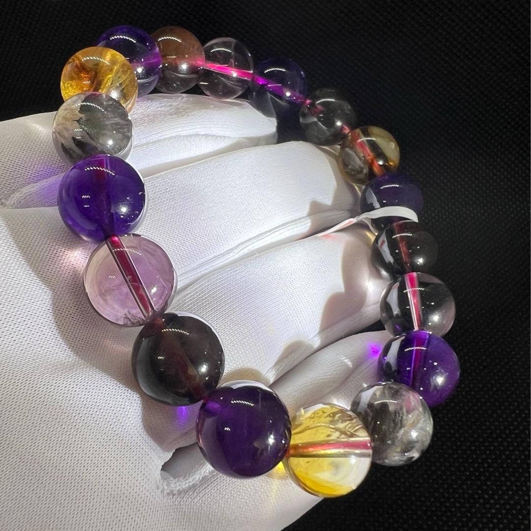 天然オーラライト23のマルチカラー玉パワーストーン9mmブレスレット★AB854