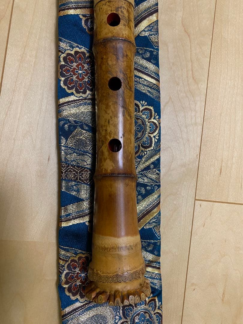 【尺八、（作）井上昌山】都山、歌口水牛、銀縁、銀３線籐巻