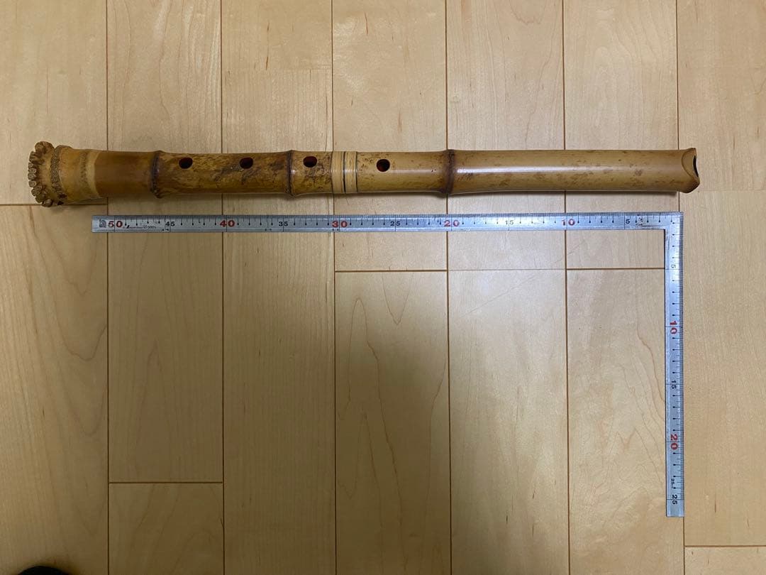 【尺八、（作）井上昌山】都山、歌口水牛、銀縁、銀３線籐巻