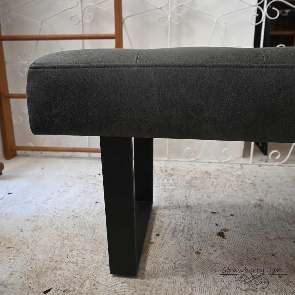 L3710-40 英国ヴィンテージ 布張りベンチ ベンチ 長椅子 ソファ