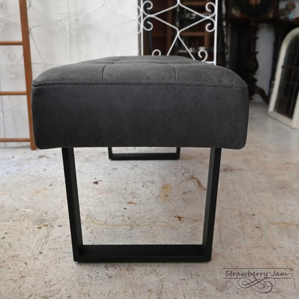 L3710-40 英国ヴィンテージ 布張りベンチ ベンチ 長椅子 ソファ