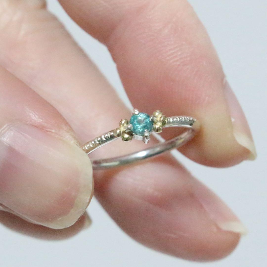 エレガントなグランディディエライトK10粒々ミル打シルバーピンキーリング3.5号