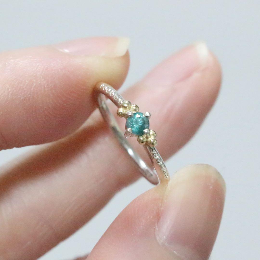 エレガントなグランディディエライトK10粒々ミル打シルバーピンキーリング3.5号