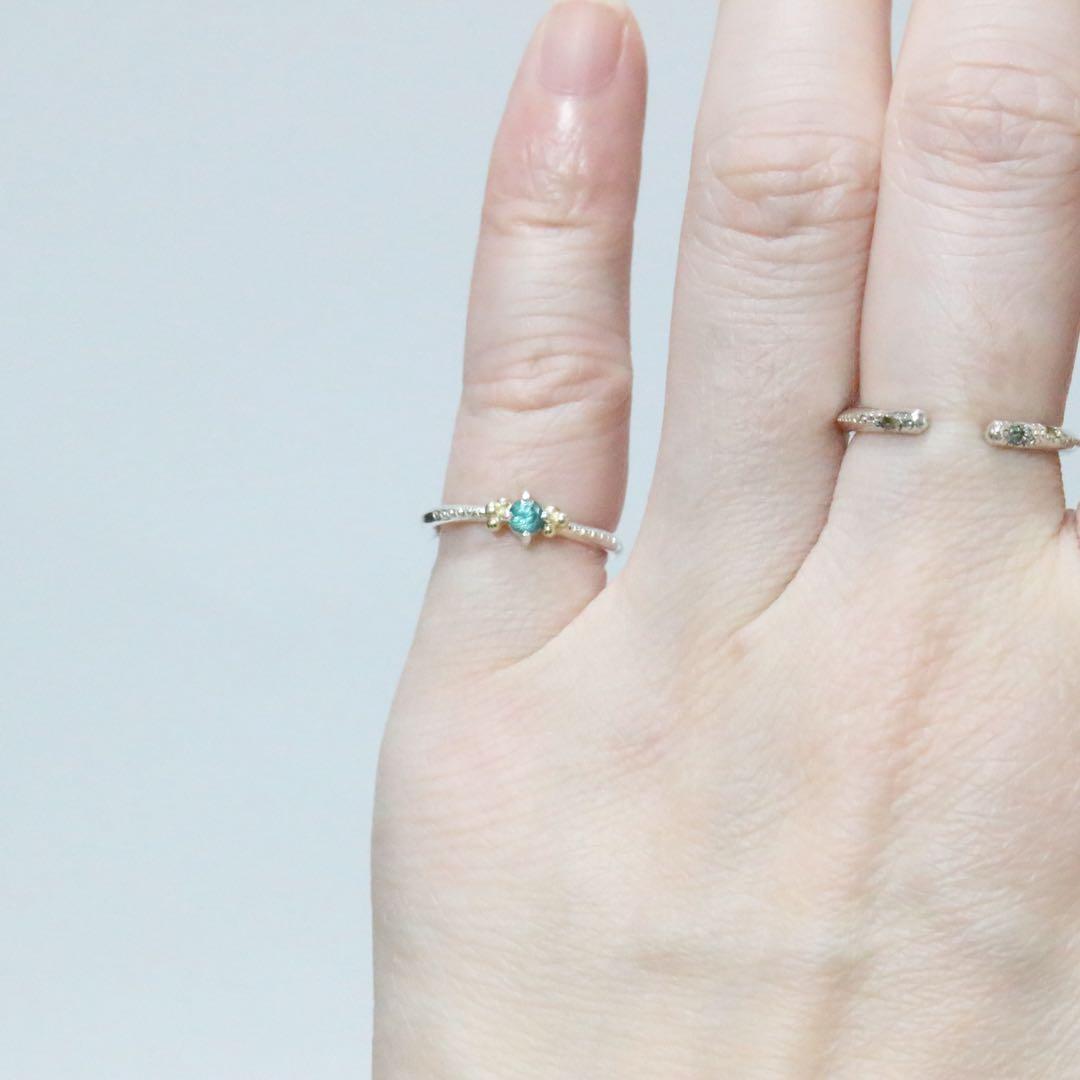 エレガントなグランディディエライトK10粒々ミル打シルバーピンキーリング3.5号