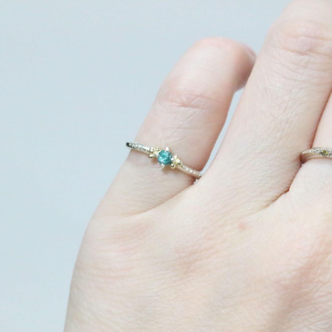 エレガントなグランディディエライトK10粒々ミル打シルバーピンキーリング3.5号