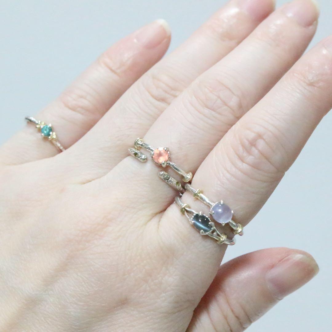 エレガントなグランディディエライトK10粒々ミル打シルバーピンキーリング3.5号