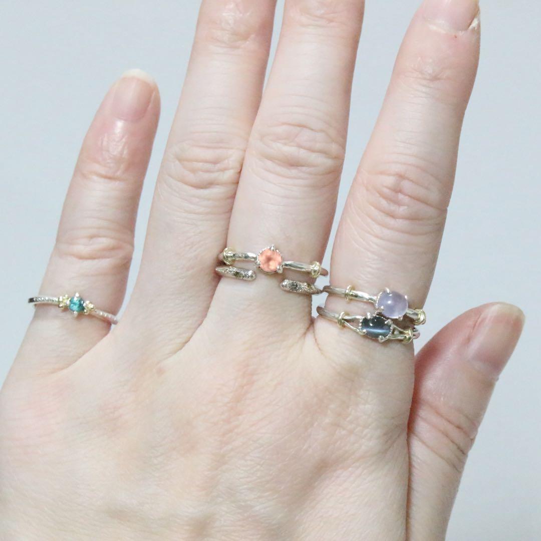 エレガントなグランディディエライトK10粒々ミル打シルバーピンキーリング3.5号