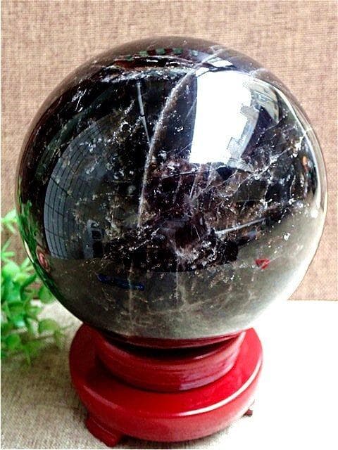 130mm 3287gAAA級魔除け天然モリオン丸玉B78C1/249C30D