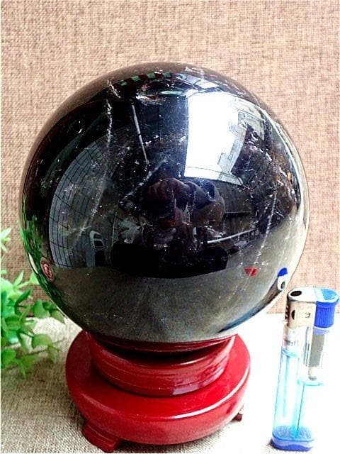 130mm 3287gAAA級魔除け天然モリオン丸玉B78C1/249C30D