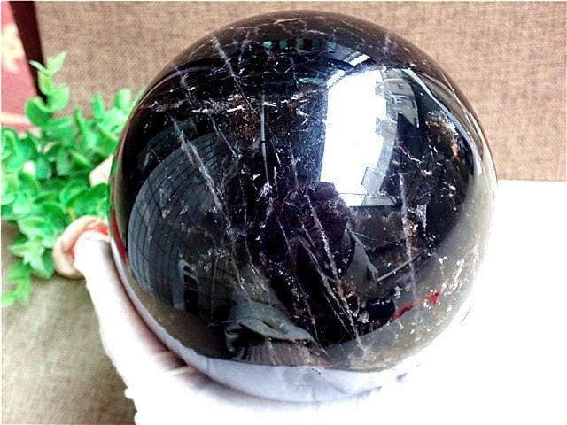 130mm 3287gAAA級魔除け天然モリオン丸玉B78C1/249C30D