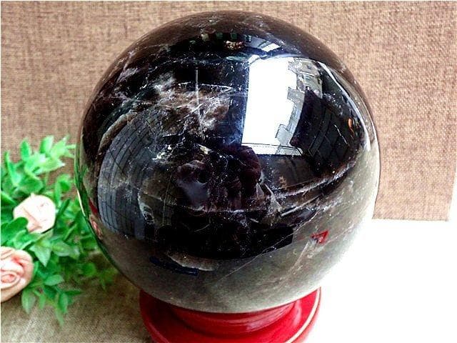 130mm 3287gAAA級魔除け天然モリオン丸玉B78C1/249C30D