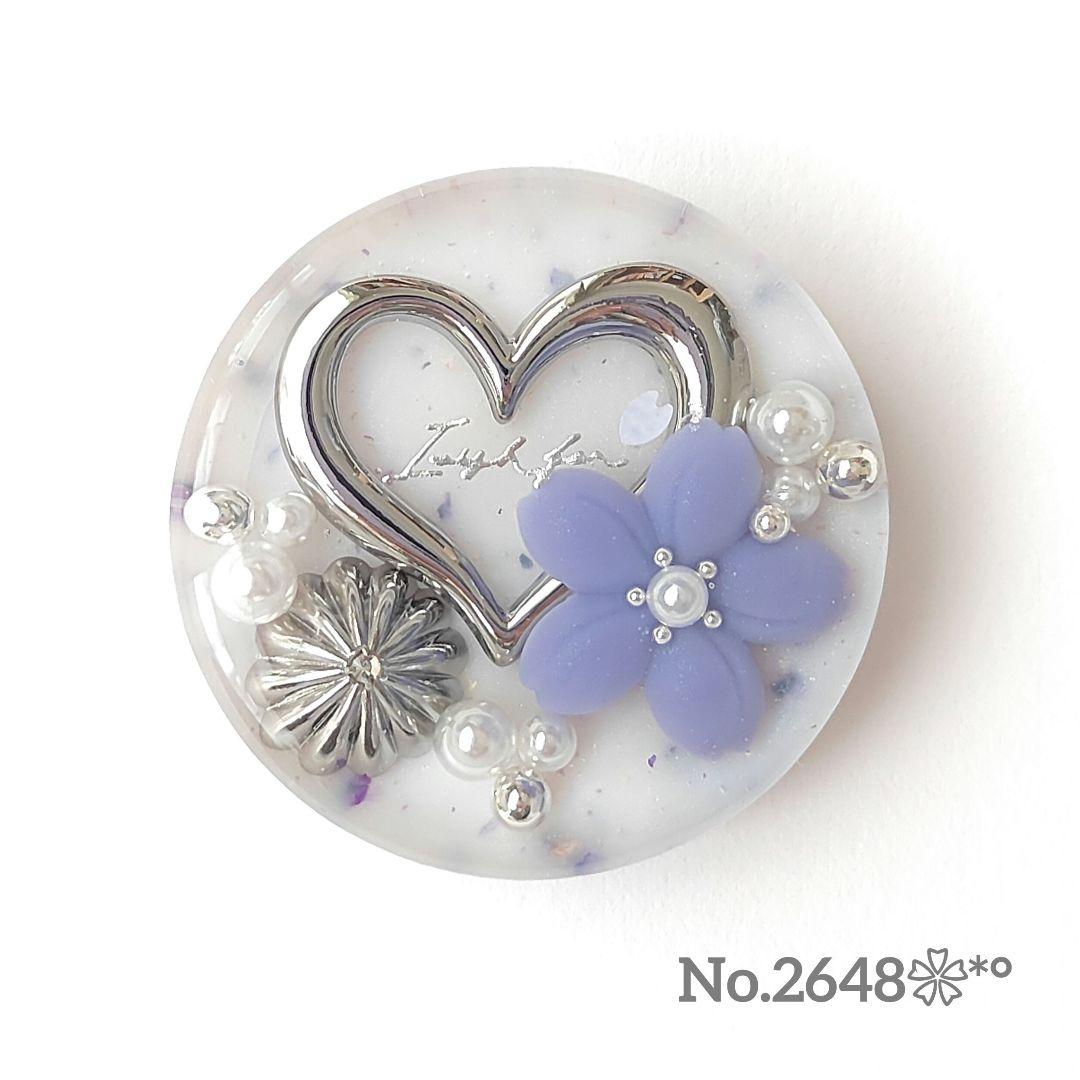 《No.2648❀》ハンドメイド　レジンヘアゴム　パープル　桜　リバティ風　大