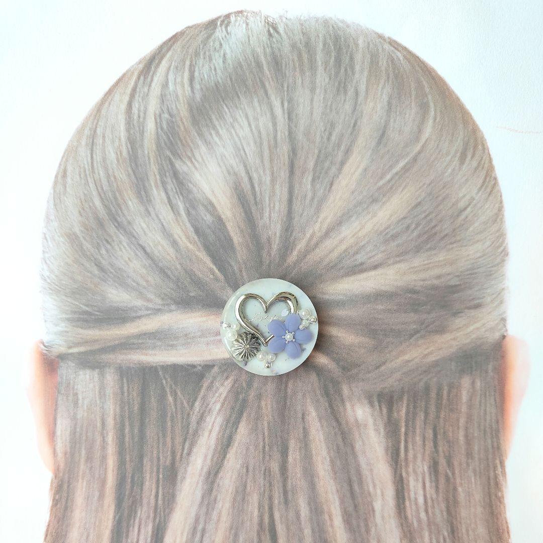 《No.2648❀》ハンドメイド　レジンヘアゴム　パープル　桜　リバティ風　大