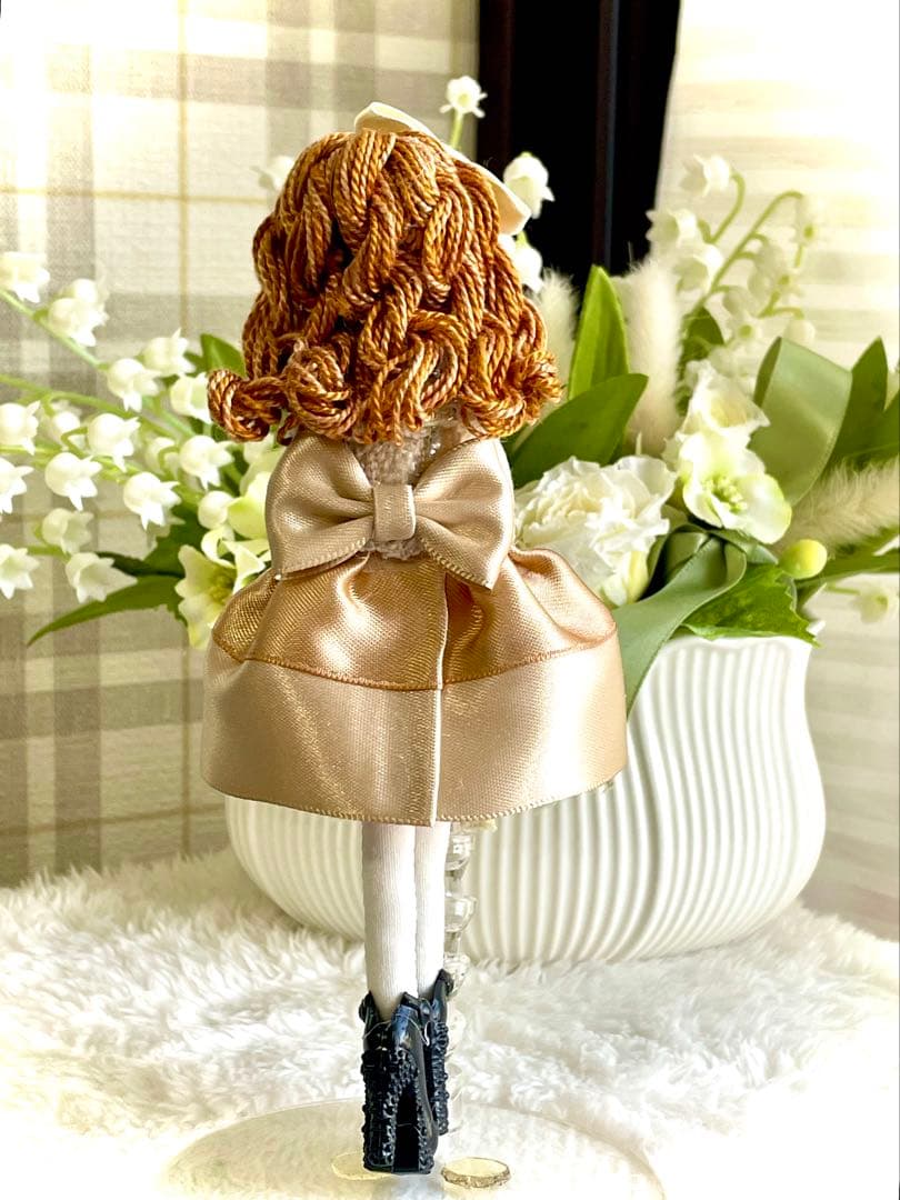バレンタイン❤️ボルドーフリース❤️チョコケーキ♡ハンドメイド♡ドールチャーム