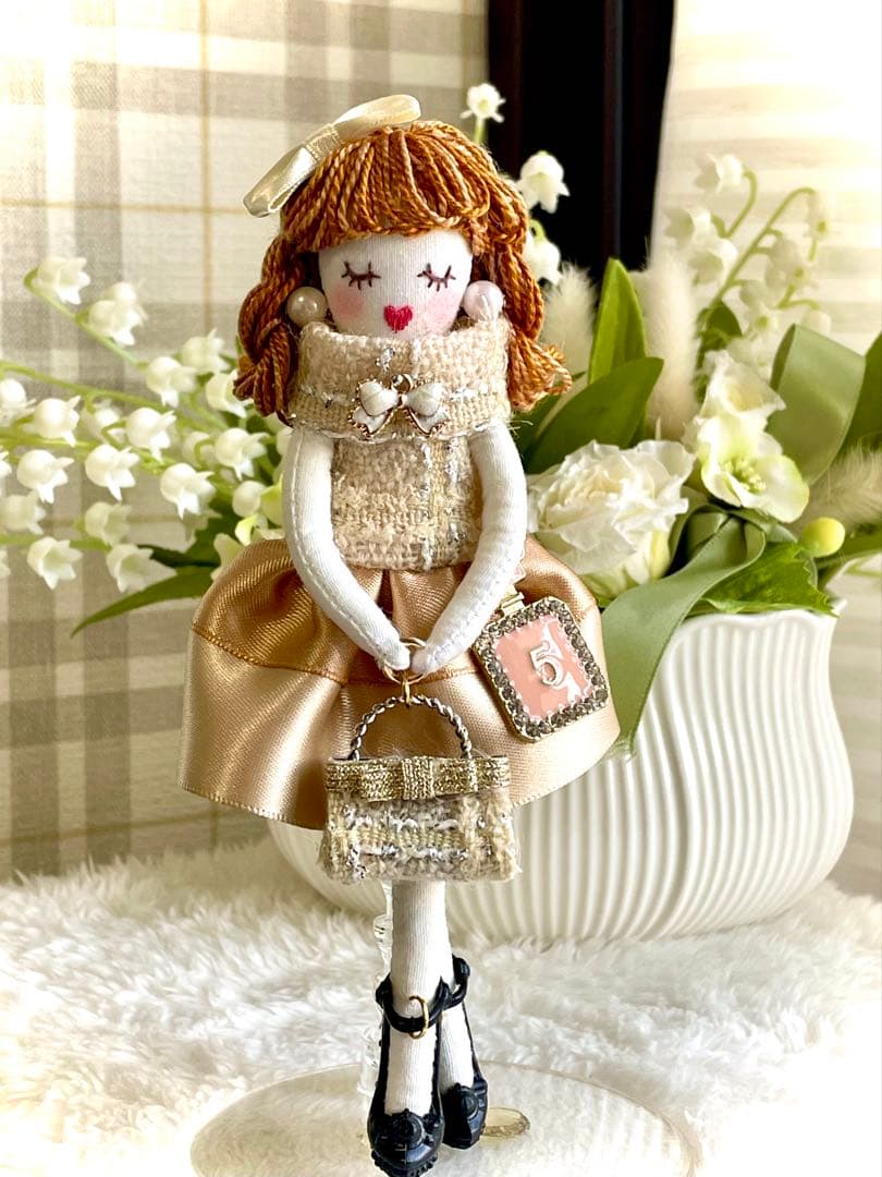 バレンタイン❤️ボルドーフリース❤️チョコケーキ♡ハンドメイド♡ドールチャーム