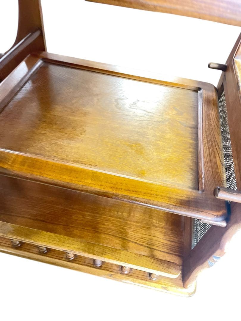 HR603 希少デザイン　カリモク家具　キッチンワゴン　サイドワゴン　ラタン