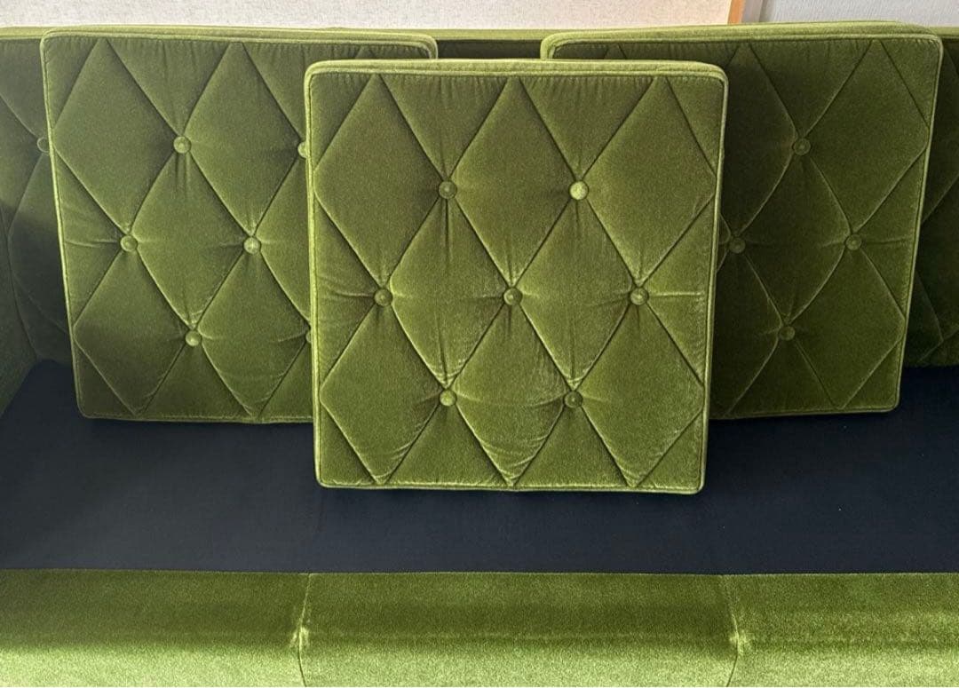 カリモク60 ロビーチェア　3シーター　モケットグリーン