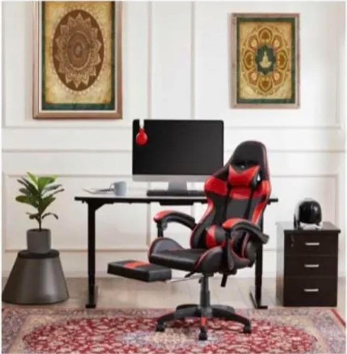 数量限定 赤 ゲーミングチェア オフィスチェア デスクチェア フットレスト付き