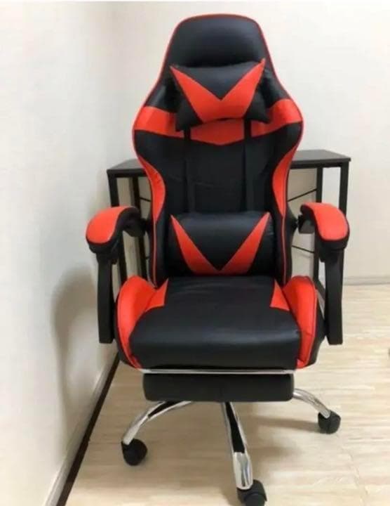 数量限定 赤 ゲーミングチェア オフィスチェア デスクチェア フットレスト付き