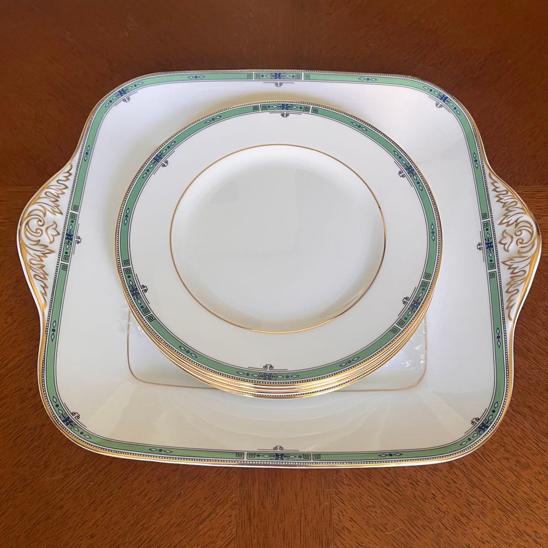 【黒壺美品】英国製　ウェッジウッド★JADE★ケーキ皿5枚