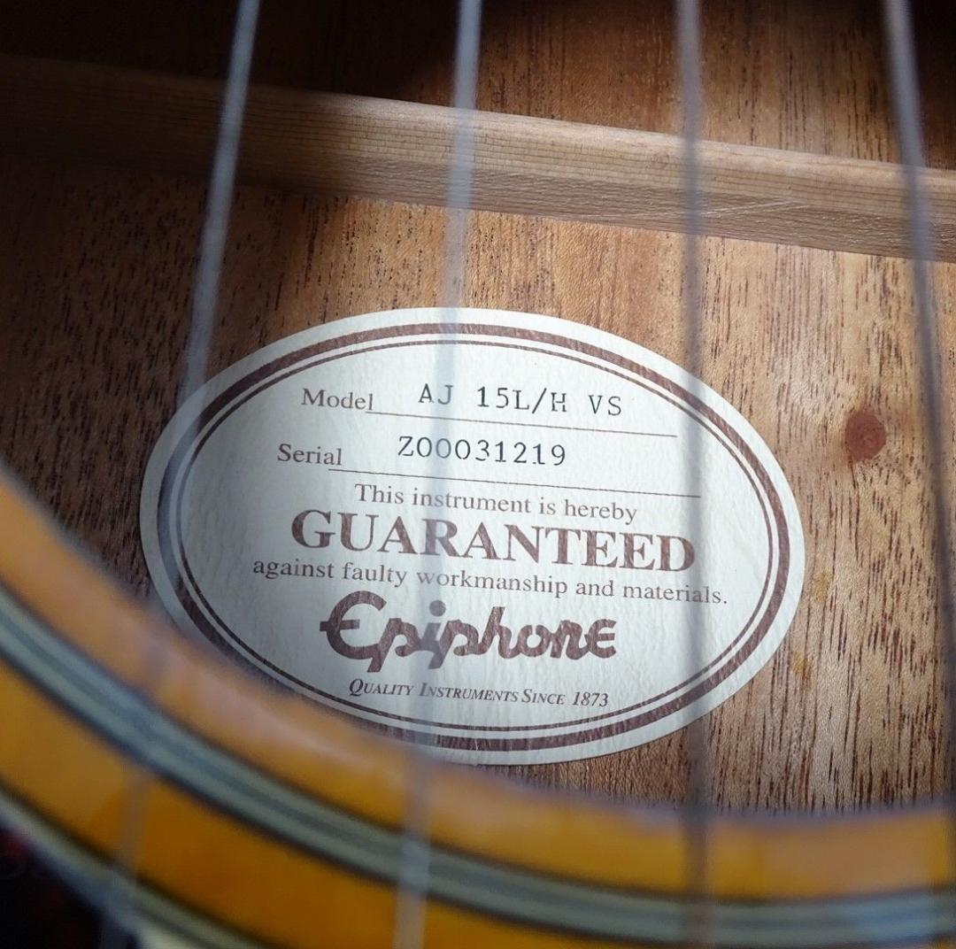 Epiphone AJ-15L/H VSレフティ美品ハードケース付 エピフォン