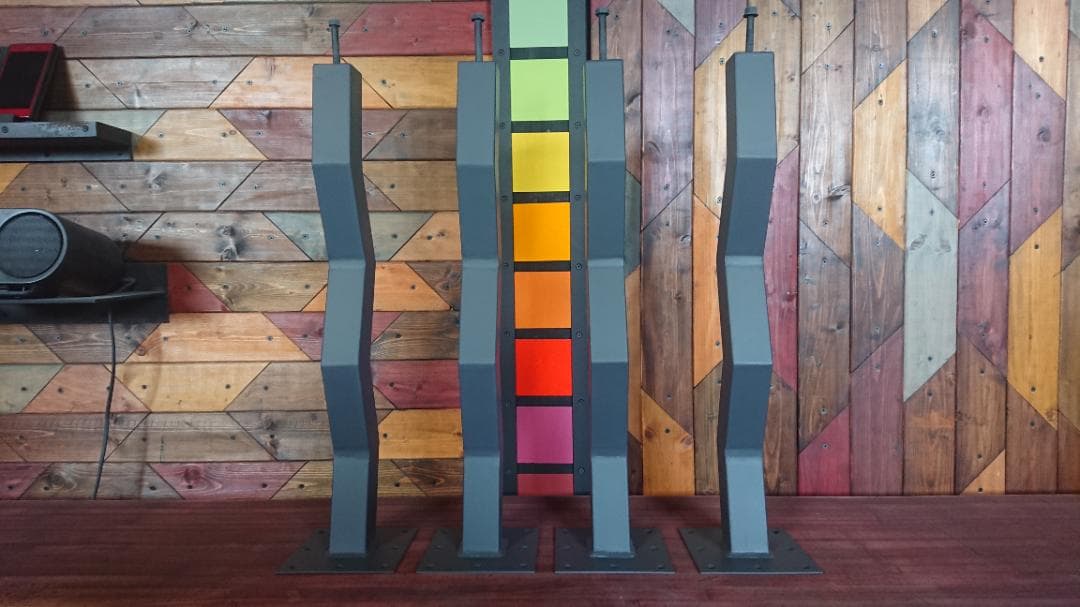 マットグレーでアイアンな極太鉄脚♪ 50×100×650mm 波型 4脚ver.