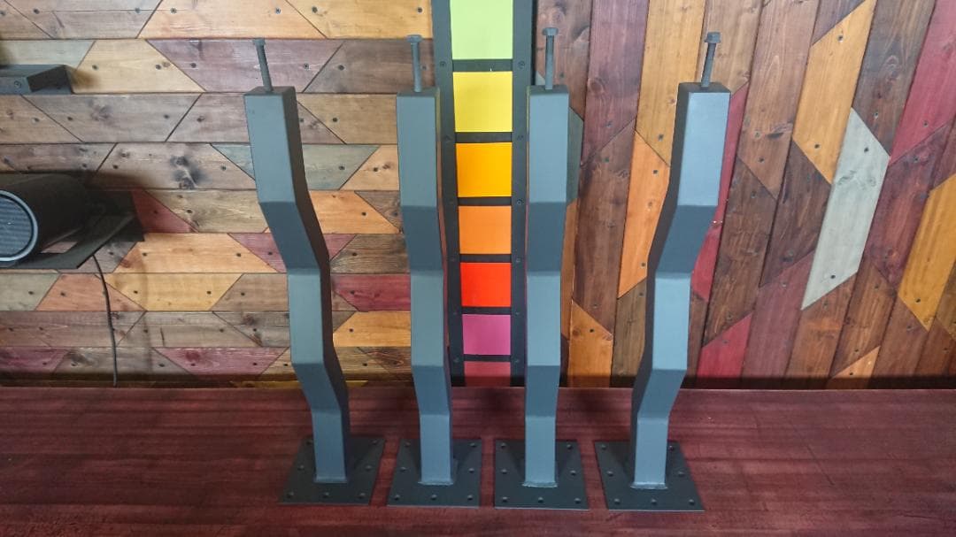 マットグレーでアイアンな極太鉄脚♪ 50×100×650mm 波型 4脚ver.