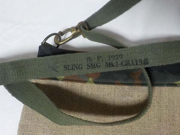 ヴィンテージ マンシンガンスリングベルト リペアミリタリーショルダーバッグ