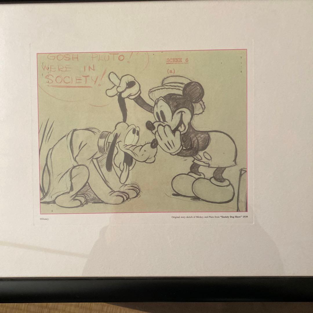 ミッキーマウス 複製原画釣り 黒フレーム