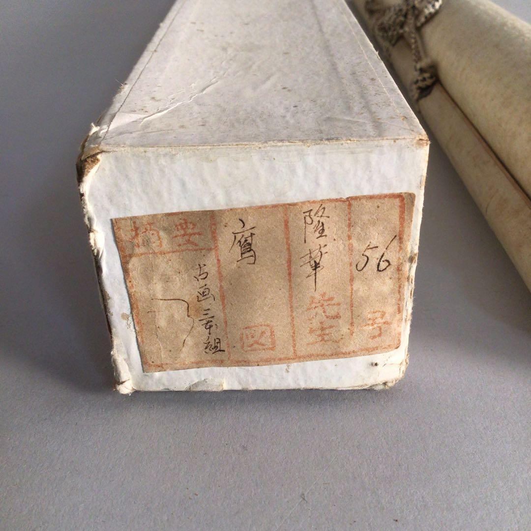 No4041 掛軸　寺田隆華　白鷹図　着色絹本　紙箱付　花鳥画　古美術　送料無料