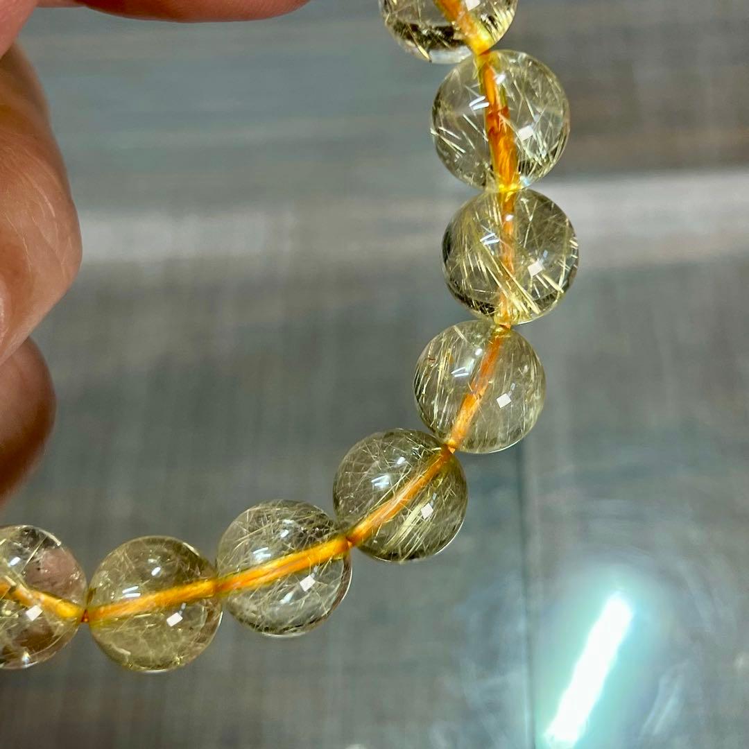 高品質　ゴールドルチルブレスレット　ルチルクォーツ　1-6