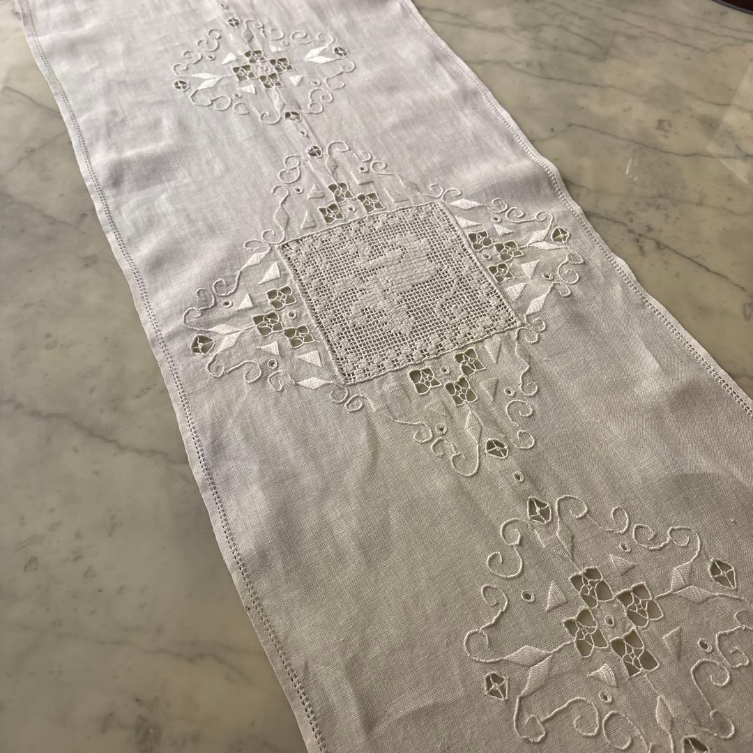 フランス　アンティーク　ヴィンテージ　テーブルランナー　テーブルセンター