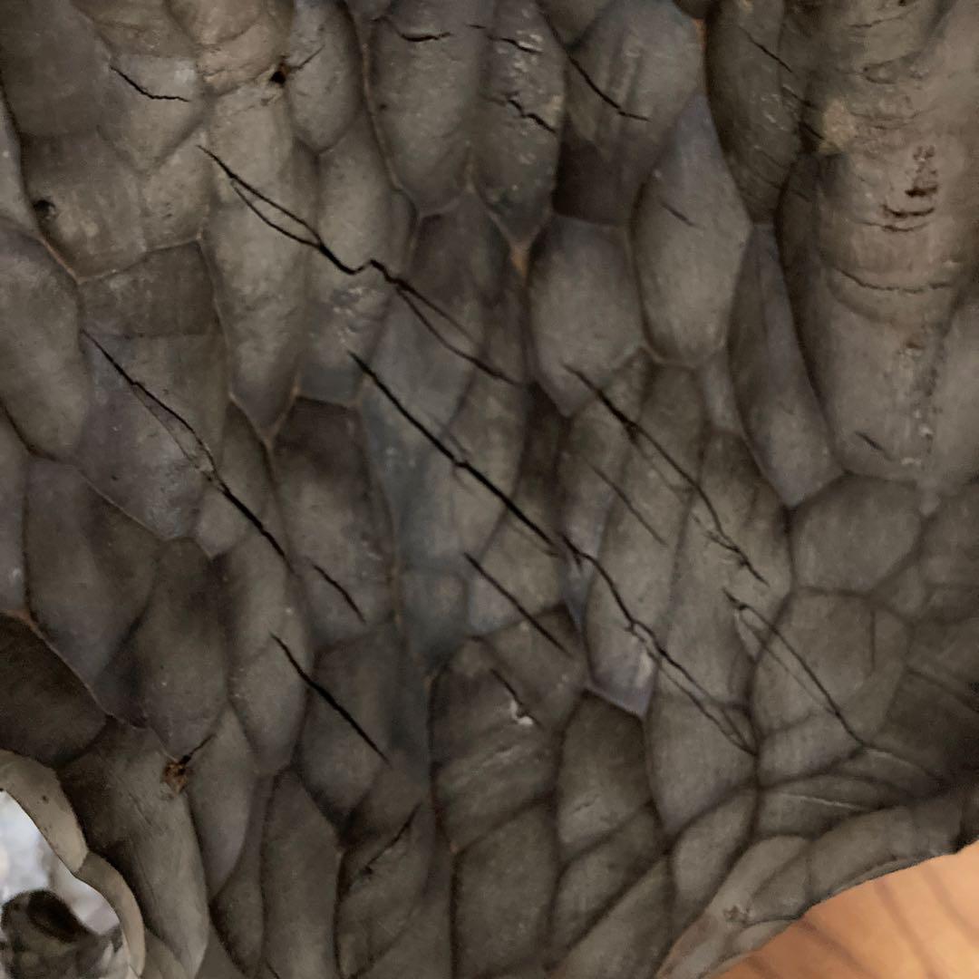 木彫りの熊3頭・鷹・鮭　一本彫