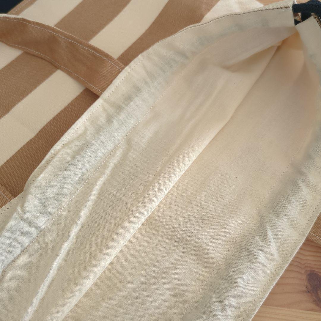 帆布モカベージュボーダー　入園準備レッスンバッグ入学準備3点セット