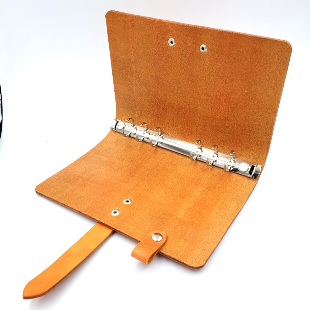 シンプル システム手帳 バイブルサイズ ヌメ革 手染め オレンジ