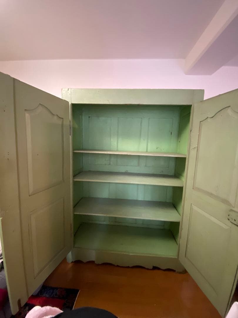 フランスアンティークグリーンキャビネット