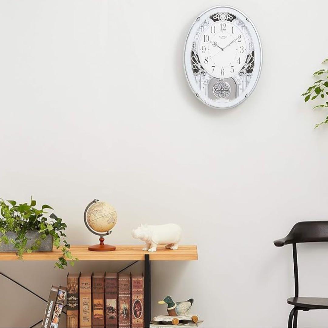 リズム（RYTHEM）電波時計 アナログ スモールワールド 掛時計